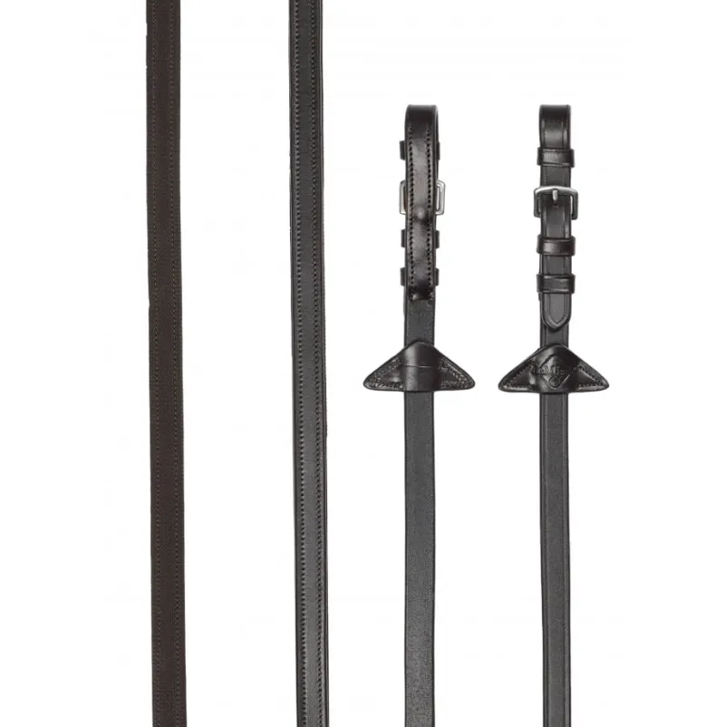 LeMieux Rubber Half Lined Reins Brown/Silver